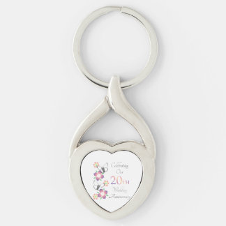 Elegant 20th Anniversary Keychain
