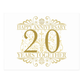Elegant 20th Anniversary Postcard