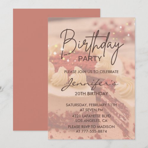 Elegant 20th birthday invitations Cake Chic