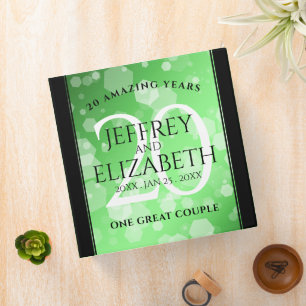 Elegant 20th Emerald Wedding Anniversary 3 Ring Binder