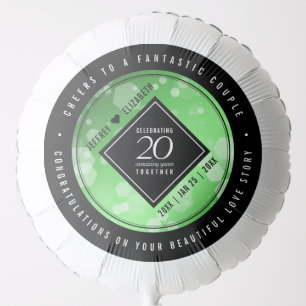 Elegant 20th Emerald Wedding Anniversary Balloon