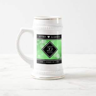 Elegant 20th Emerald Wedding Anniversary Beer Stein