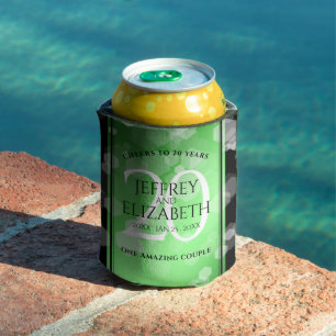 Elegant 20th Emerald Wedding Anniversary Can Cooler