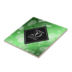 Elegant 20th Emerald Wedding Anniversary Ceramic Tile