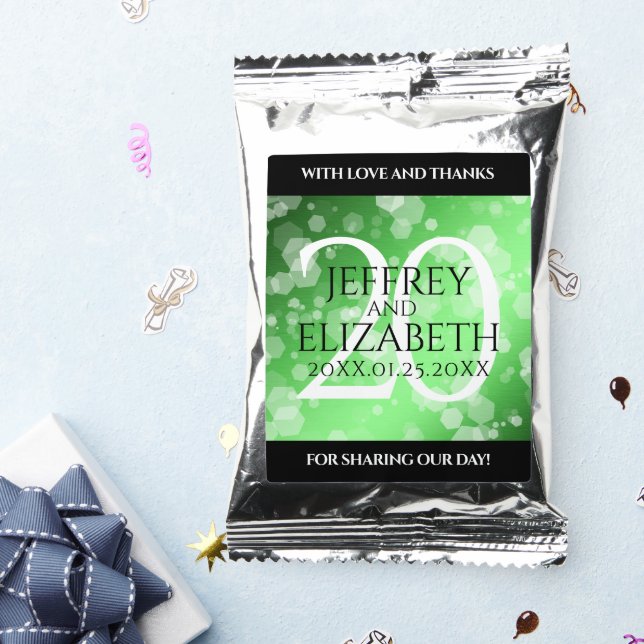 Elegant 20th Emerald Wedding Anniversary Coffee Drink Mix (Packets)