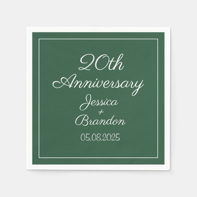 Elegant 20th Emerald Wedding Anniversary Couple Napkins (Front)