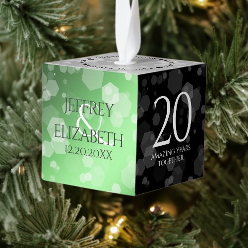 Elegant 20th Emerald Wedding Anniversary Cube Ornament