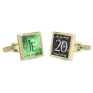 Elegant 20th Emerald Wedding Anniversary Cufflinks