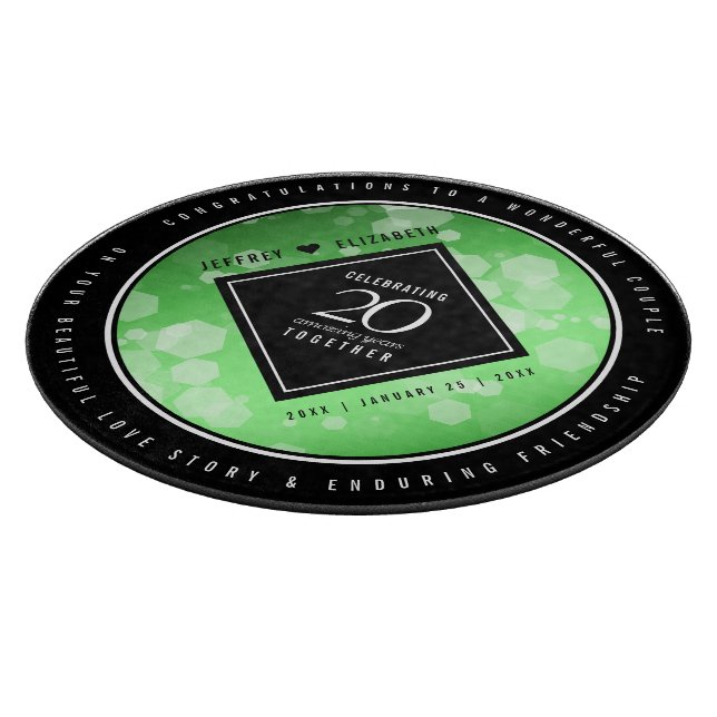 Elegant 20th Emerald Wedding Anniversary Cutting Board (Corner)