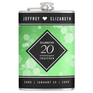 Elegant 20th Emerald Wedding Anniversary Flask