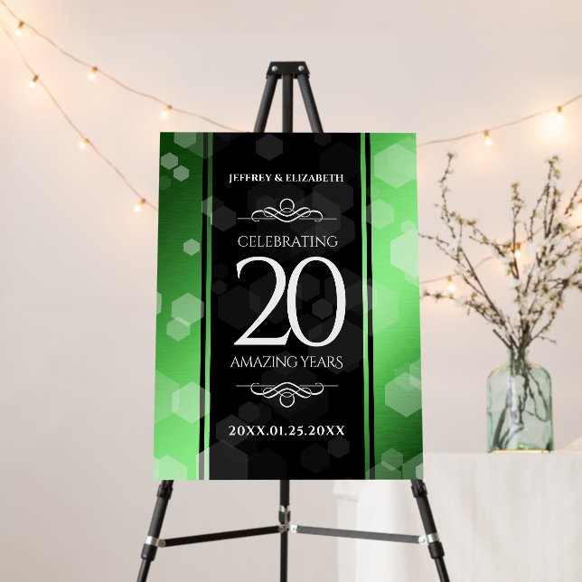 Elegant 20th Emerald Wedding Anniversary Foam Board (In Situ (Stand))