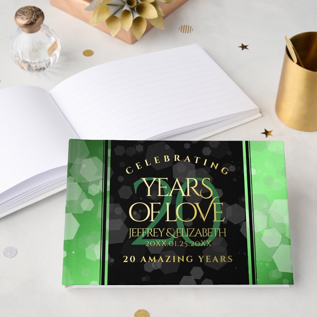 Elegant 20th Emerald Wedding Anniversary Foil Guest Book (Zazzle Elegant 20th Emerald Wedding Anniversary Foil Guest Book Cover Photo)