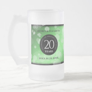 Elegant 20th Emerald Wedding Anniversary Frosted Glass Beer Mug