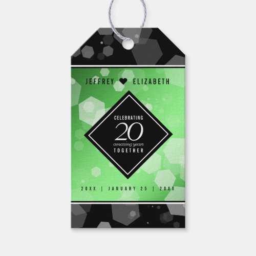 Elegant 20th Emerald Wedding Anniversary Gift Tags