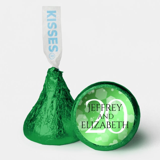 Elegant 20th Emerald Wedding Anniversary Hershey®'s Kisses® (Front)