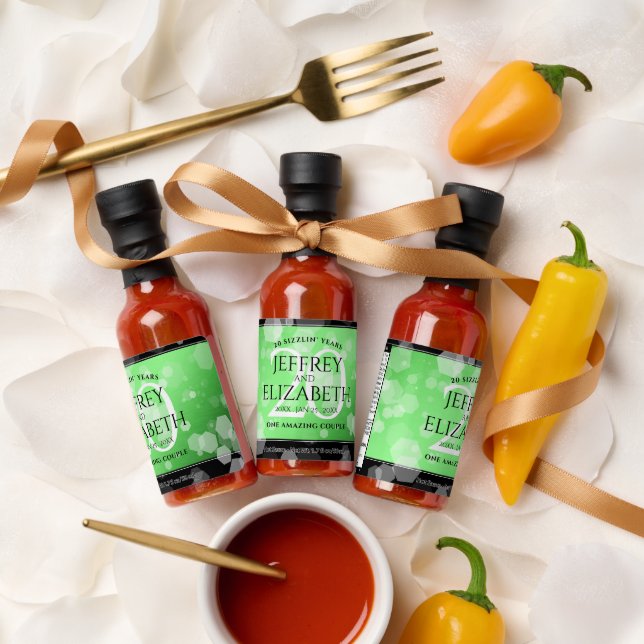 Elegant 20th Emerald Wedding Anniversary Hot Sauces (Wedding)