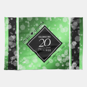 Elegant 20th Emerald Wedding Anniversary Kitchen Towel