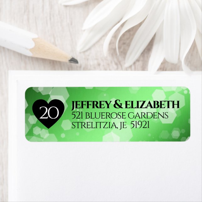 Elegant 20th Emerald Wedding Anniversary Label (Insitu)