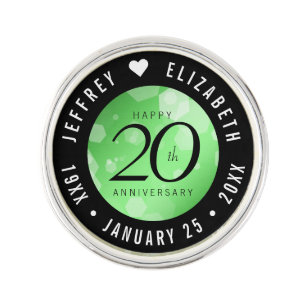 Elegant 20th Emerald Wedding Anniversary Lapel Pin