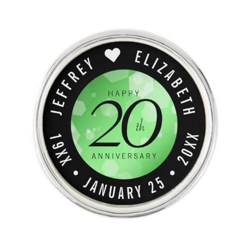 Elegant 20th Emerald Wedding Anniversary Lapel Pin