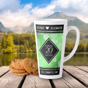 Elegant 20th Emerald Wedding Anniversary Latte Mug