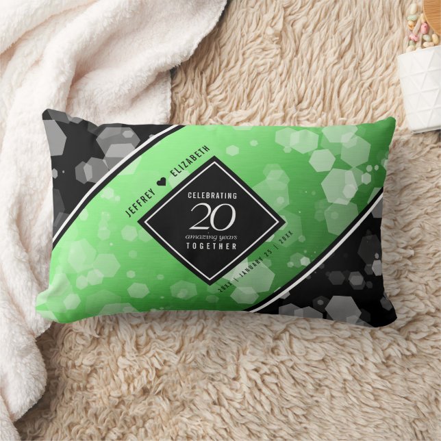 Elegant 20th Emerald Wedding Anniversary Lumbar Pillow (Blanket)