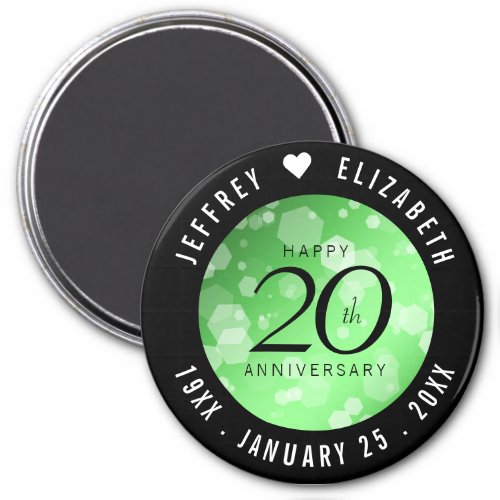 Elegant 20th Emerald Wedding Anniversary Magnet