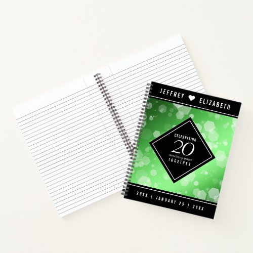 Elegant 20th Emerald Wedding Anniversary Notebook