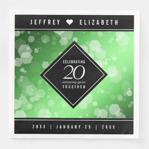 Elegant 20th Emerald Wedding Anniversary Paper Dinner Napkins