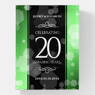 Elegant 20th Emerald Wedding Anniversary Paperweight