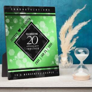 Elegant 20th Emerald Wedding Anniversary Plaque