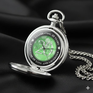Elegant 20th Emerald Wedding Anniversary Pocket Watch