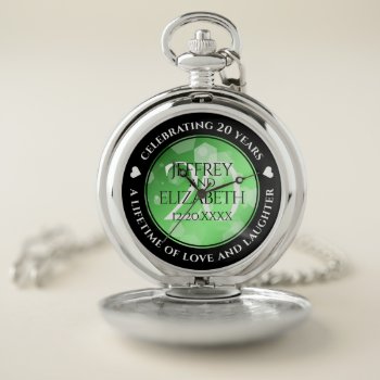 Elegant 20th Emerald Wedding Anniversary Pocket Watch by expressionsoccasions at Zazzle