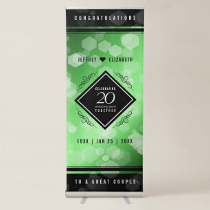 Elegant 20th Emerald Wedding Anniversary Retractable Banner