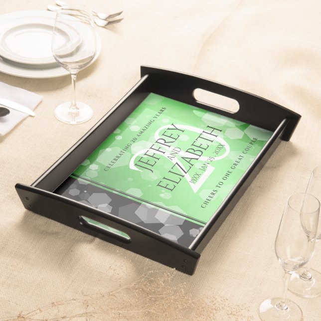 Elegant 20th Emerald Wedding Anniversary Serving Tray (Front)
