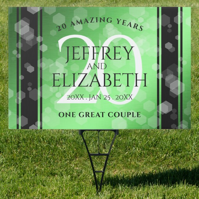 Elegant 20th Emerald Wedding Anniversary Sign (Insitu)