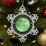 Elegant 20th Emerald Wedding Anniversary Snowflake Pewter Christmas Ornament