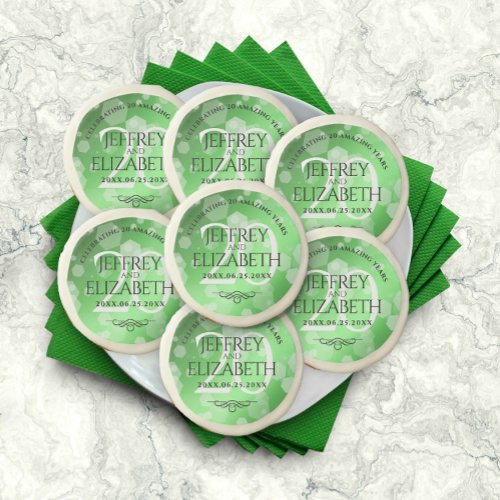 Elegant 20th Emerald Wedding Anniversary Sugar Cookie