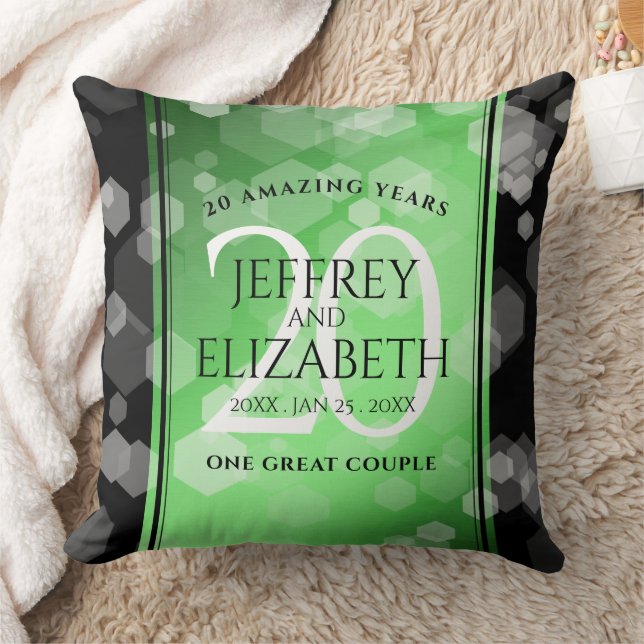 Elegant 20th Emerald Wedding Anniversary Throw Pillow (Blanket)