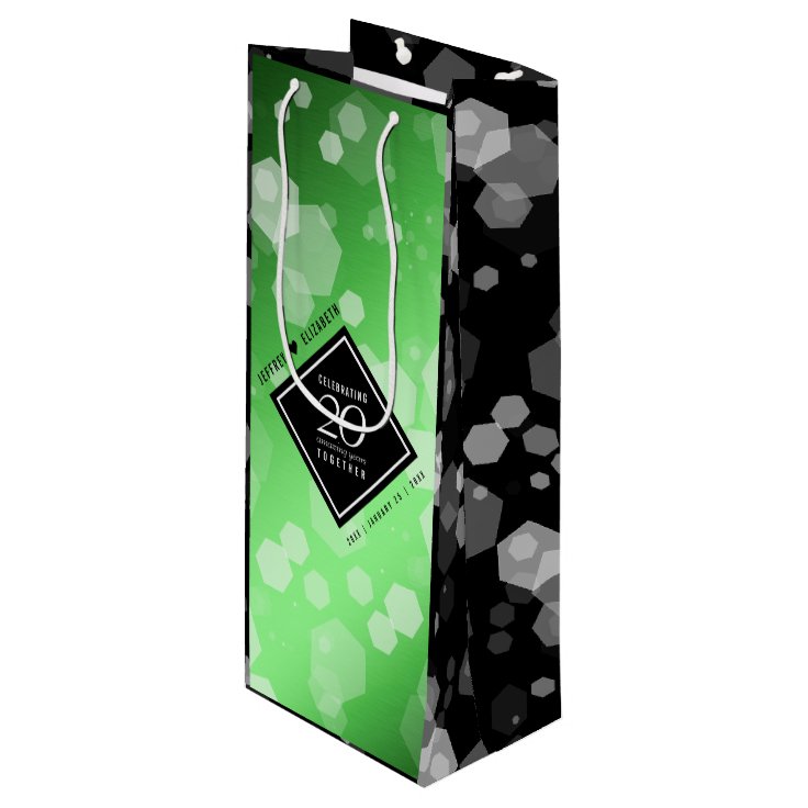 Elegant 20th Emerald Wedding Anniversary Wine Gift Bag Zazzle