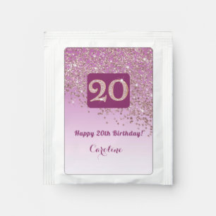 Elegant 20th Tea Birthday Party Rose Gold Glitter Bag Drink Mix