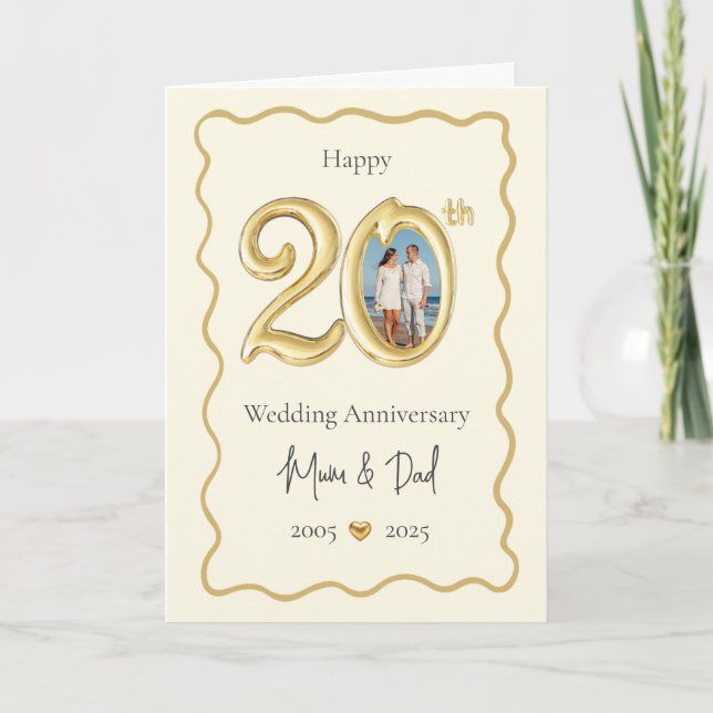 Elegant 20th Wedding Anniversary Card - Mom & Dad  (Front)