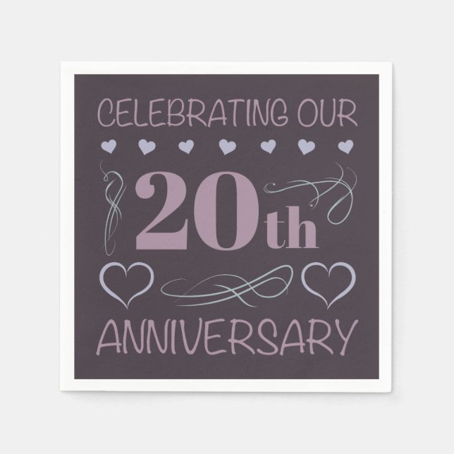 Elegant 20th Wedding Anniversary Lavender Napkins (Front)
