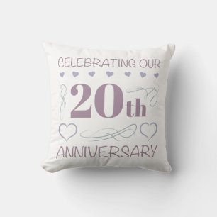 Elegant 20th Wedding Anniversary Lavender Throw Pillow