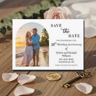 Elegant 20th Wedding Anniversary Photo Save The Date