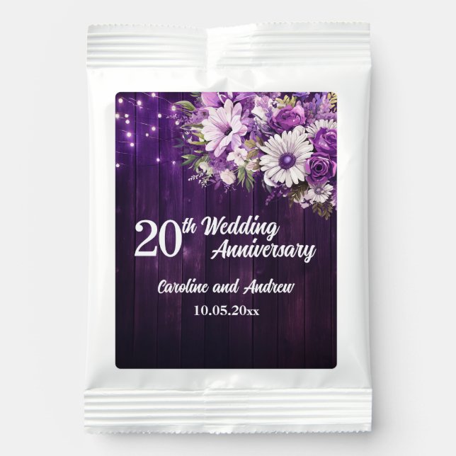 Elegant 20th Wedding Anniversary String Lights Margarita Drink Mix (Front)