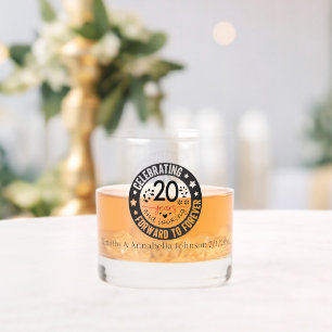 Elegant 20th year Anniversary add names date Whiskey Glass