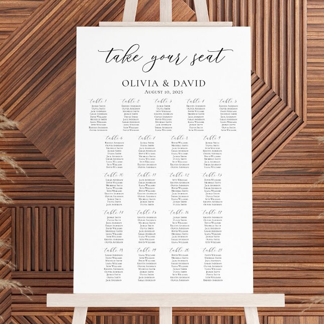 Elegant 21 Tables Take Your Seat Seating Chart Foam Board (Creator Uploaded)