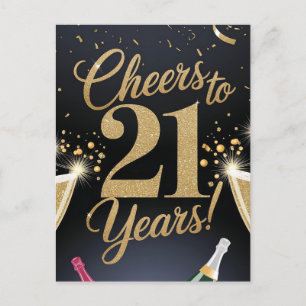 "Elegant 21st Birthday Design – Gold Glitter Postcard
