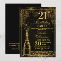 Elegant 21st Birthday Gold Bottle Fizz